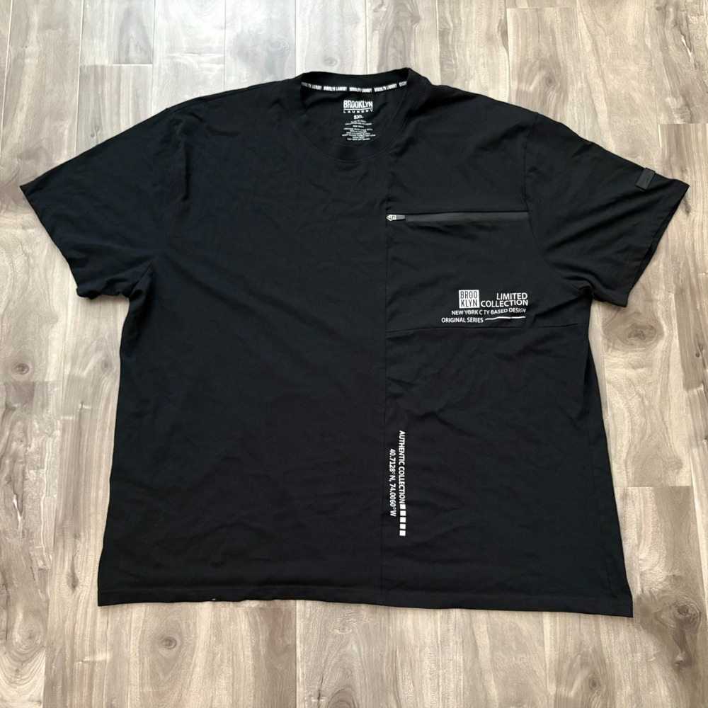 Brooklyn Laundry Mens Black Short Sleeve Round Neck Casual Wear T-Shirt 5X-Large